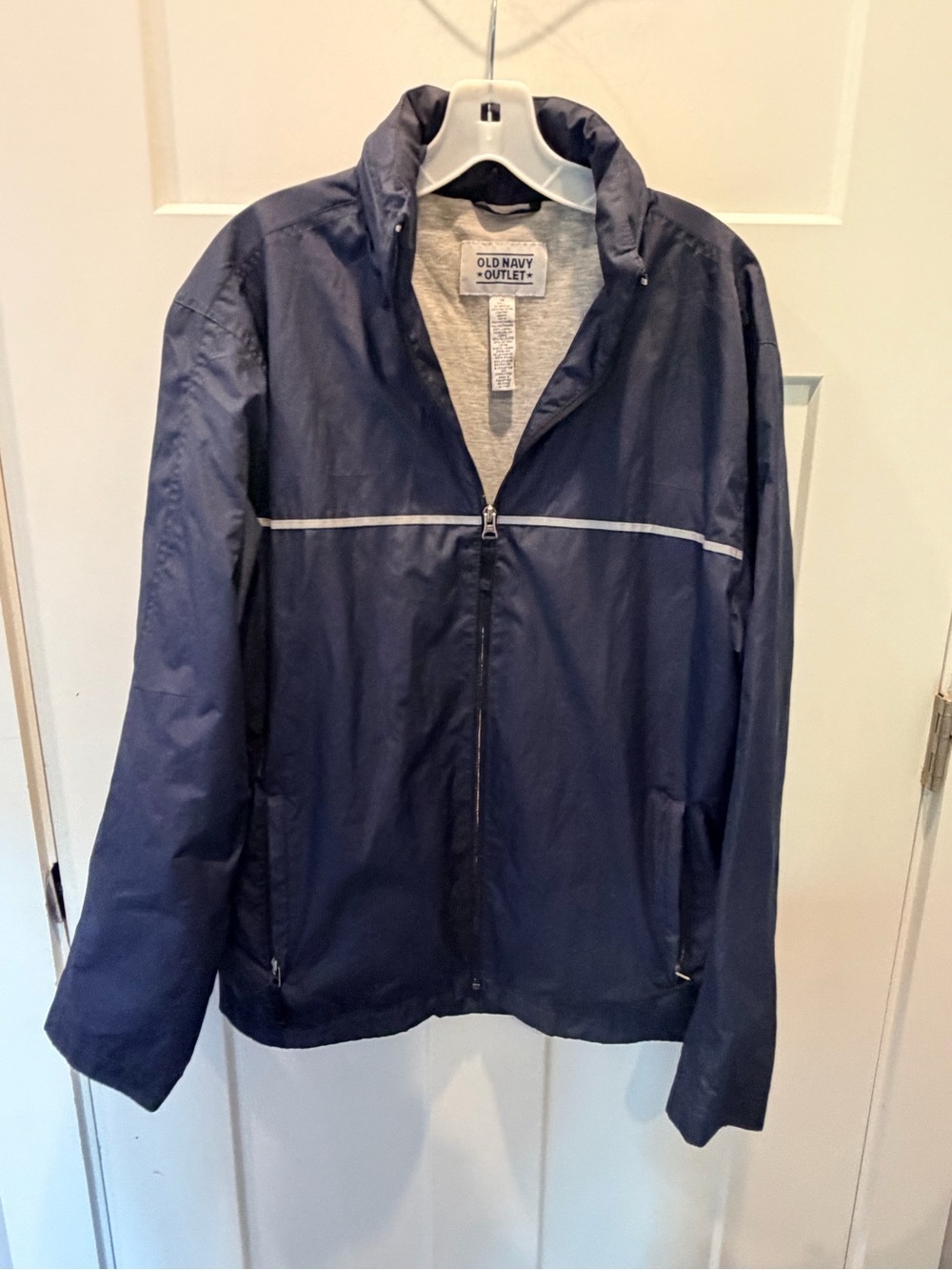 Old Navy Outlet Navy Lightweight Windbreaker Jacket Reflective Zip Front Medium